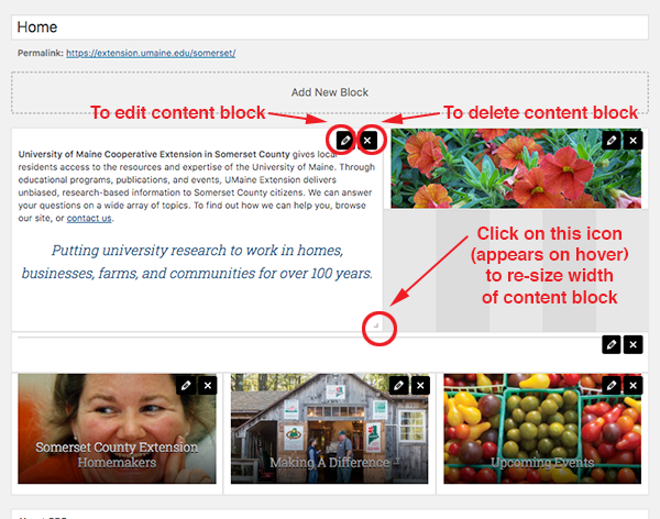 screenshot of somerset county home page content block layout sample