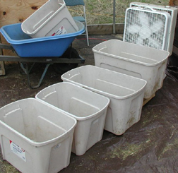 Fan winnowing with multiple containers