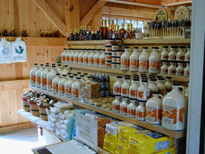maple syrup products displayed on store shelves