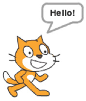 Cat Sprite displays with "Hello" in a speech bubble