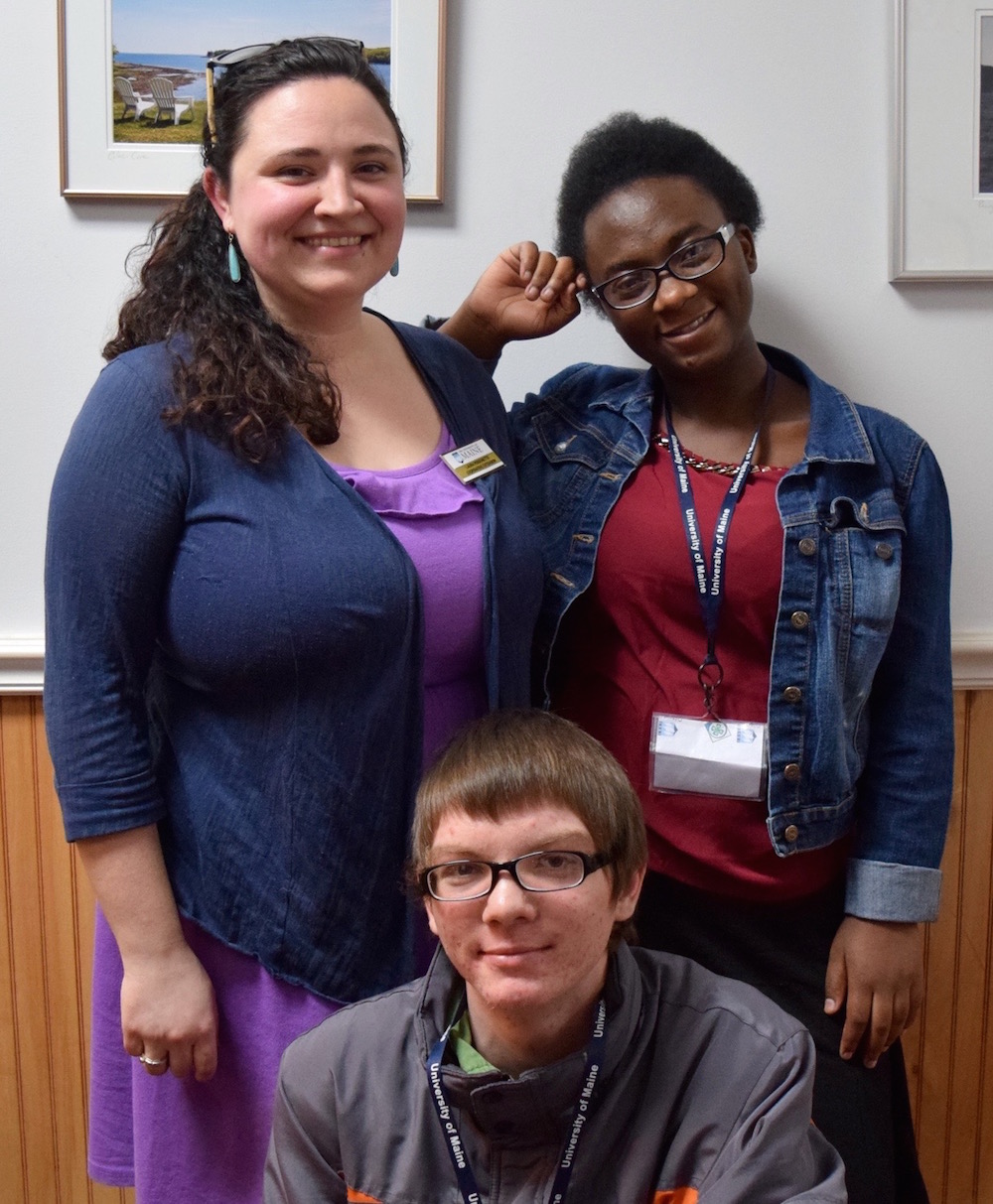Laura Personette, Community Central Educator, and Teen Leaders Jacob and Odrine, visiting the Androscoggin/Sagadahoc Executive Committee.