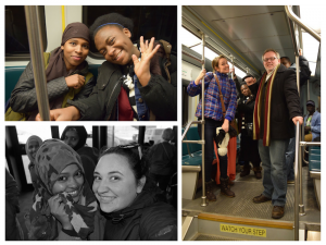 collage of teens on Boston trains