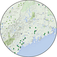 map showing location of 4-H STEM Ambassadors host sites