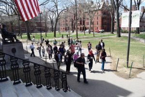 CC Teen Leaders walking around Harvard campus.