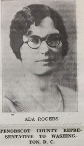 Newspaper clipping showing Ada Rogers, Penobscot County Representative to Washington, DC