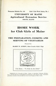 Extension Bulletin #103, Girls’ Club Work Series #1 from 1915 that includes the clover logo and motto
