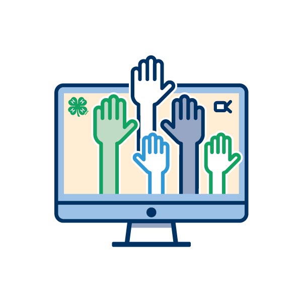icon graphic for how to become a volunteer presenter for the 4-H virtual learning series