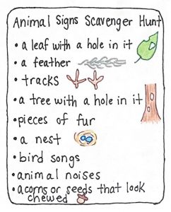 Animal signs scavenger hunt animal signs card - click image for attachment page of descriptive text