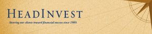 HeadInvest logotype on a parchment background which includes a compass