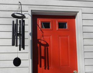 chimes outside red door