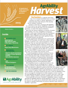 Cover of AgrAbility Harvest 2015 newsletter