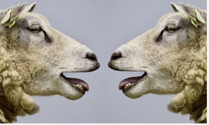 2 sheep bleating at each other