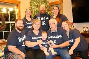 Front: son Drew, Sheila, grandson Kael, Mike, daughter-in-law Selene. Back: daughter-in-law Anne Marie, son Tyson, daughter Ashley.