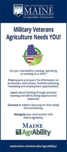 front of a Military Veterans/Agriculture rack card promoting the MaineGrowers program