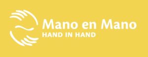 Mano en Mano hand in hand logo on yellow background