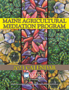 front cover design artwork for the Maine Agricultural Mediation Program 2023 calendar