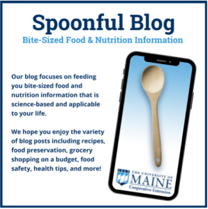 A description of the Spoonful Blog, reading: "Bite-Sized Food and Nutrition Information. Our blog focuses on feeding you bite-sized food and nutrition information that is science-based and applicable to your life. We hope you enjoy the variety of blog posts including recipes, food preservation, grocery shopping on a budget, food safety, health tips, and more!"