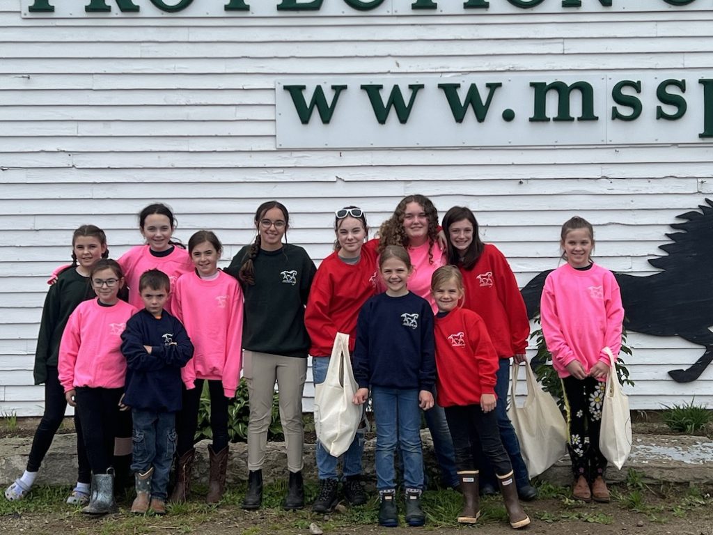 Midcoast Mainers wearing Maine State Society for the Protection of Animals sweatshirts