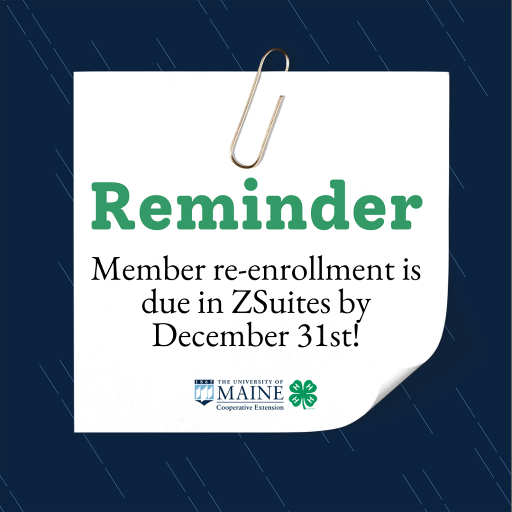 Graphic reminder of 4-H re-enrollment deadlines. All information in text above.