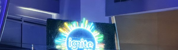 An Ignite Conference sign.