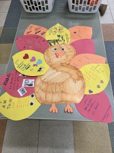 A cut-out drawing of a turkey.