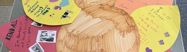 A cut-out drawing of a turkey.