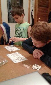 4-H members working with marshmallows on science activity