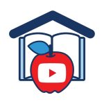logo with book apple and video