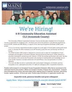 ad for 4-H hiring in Aroostook