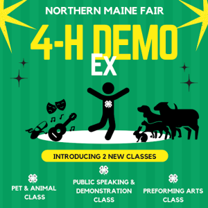 4-H Demo Ex graphic with siloette animals person and instruments