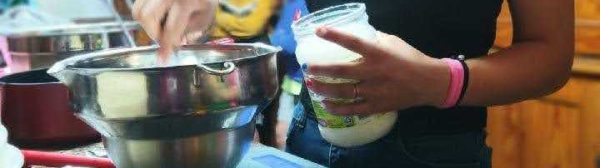 girl making soap