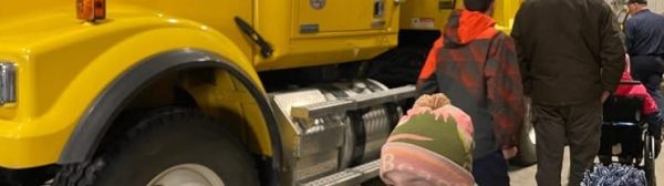 4-h outing at airport equipment to plow snow 3 youth in photo