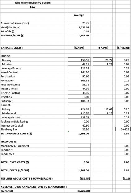 260-Blueberry Enterprise Budget - Cooperative Extension: Maine Wild ...