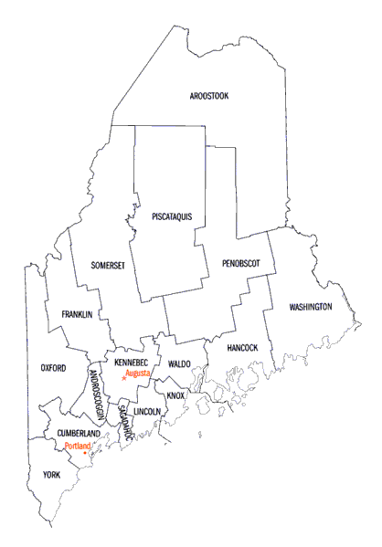 State of Maine counties map