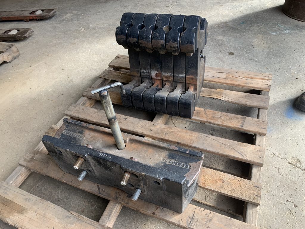 Front view of front weights for Case IH New Holland Tractor.