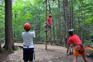 campers on ropes course