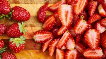 freshly cut strawberries