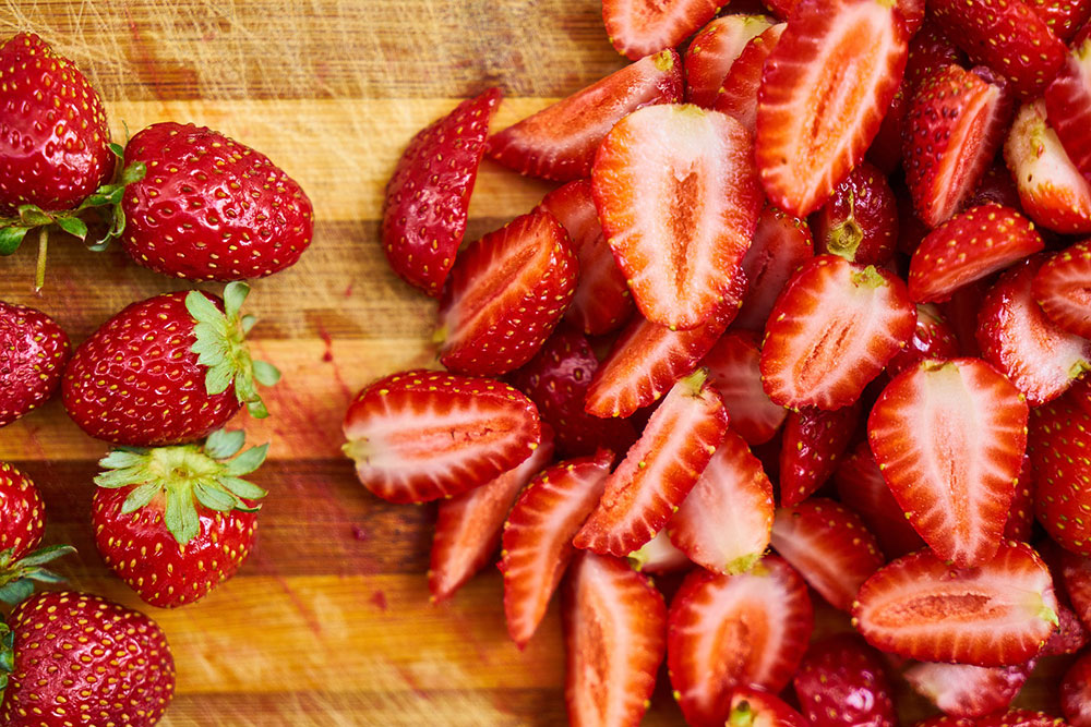 freshly cut strawberries