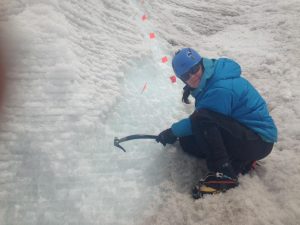 Kit Hamley counting ice layers in Antarctica
