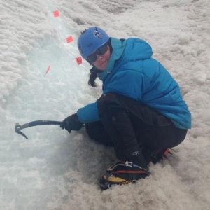 Kit Hamley counting ice layers in Antarctica