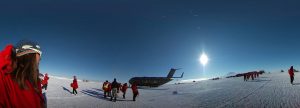 Lynn and other researchers at the landing field in Antarctica