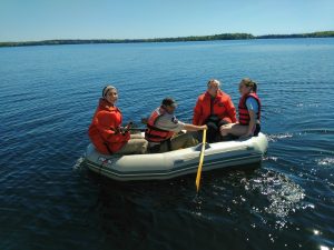 Researchers out in a boat to do some sample collection and "duck banding" last summer!