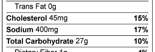 Chicken Fajitas Food Nutrition Facts Label: Click on this image for complete nutrition information