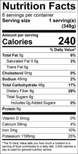 Green Bean Salad Food Nutrition Facts Label: Click on this image for complete nutrition information