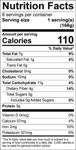 Green Beans with Garlic Food Nutrition Facts Label: Click on this image for complete nutrition information