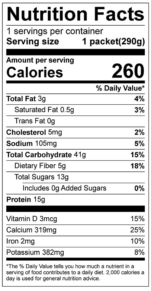 Oatmeal Packets Food Nutrition Facts Label: Click on this image for complete nutrition information
