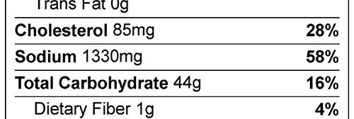 Oven-Fried Fish Wrap Food Nutrition Facts Label: Click on this image for complete nutrition information