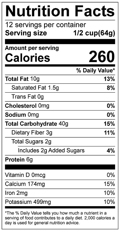 Whole Grain Master Mix Food Nutrition Facts Label: Click on this image for complete nutrition information