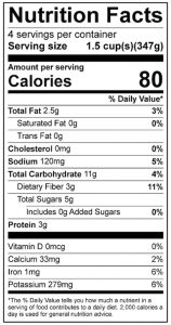 Curried Carrot Soup Food Nutrition Facts Label: Click on this image for complete nutrition information