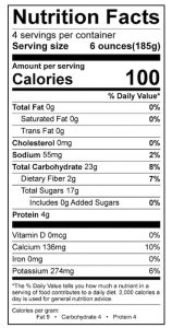 Go Green Smoothie Food Nutrition Facts Label: Click on this image for complete nutrition information